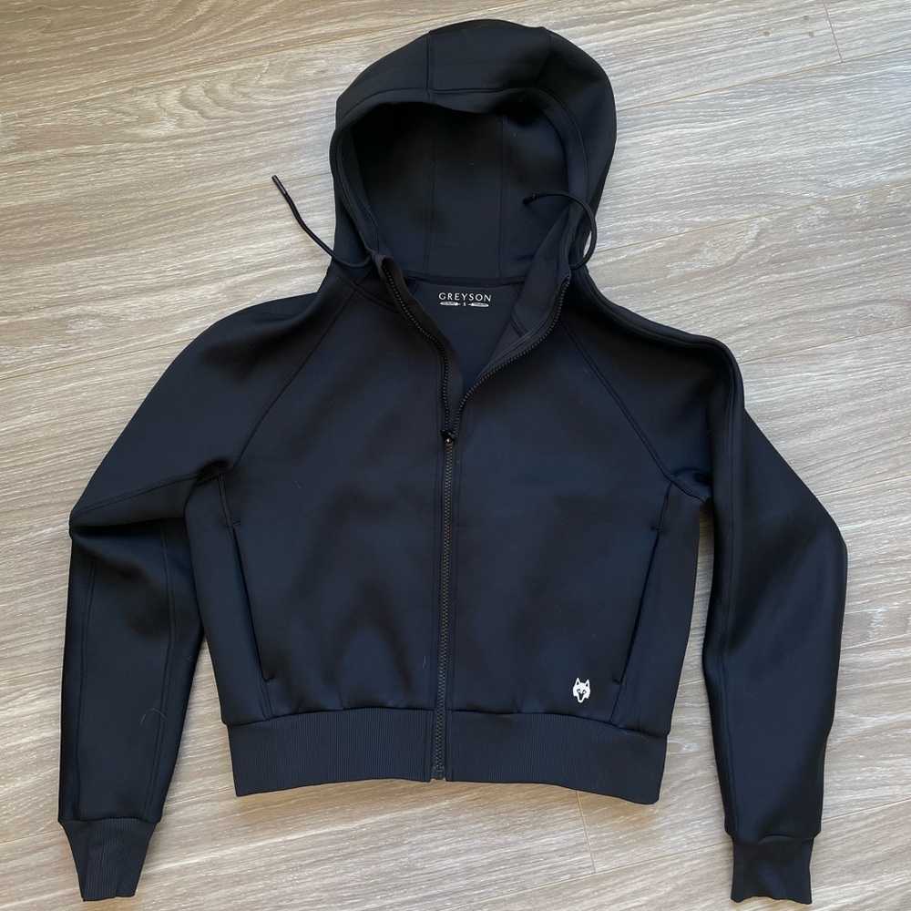 Greyson Women’s Kristina Full Zip Midweight Cropped Hoodie Black Sz S EUC - Picture 8 of 8